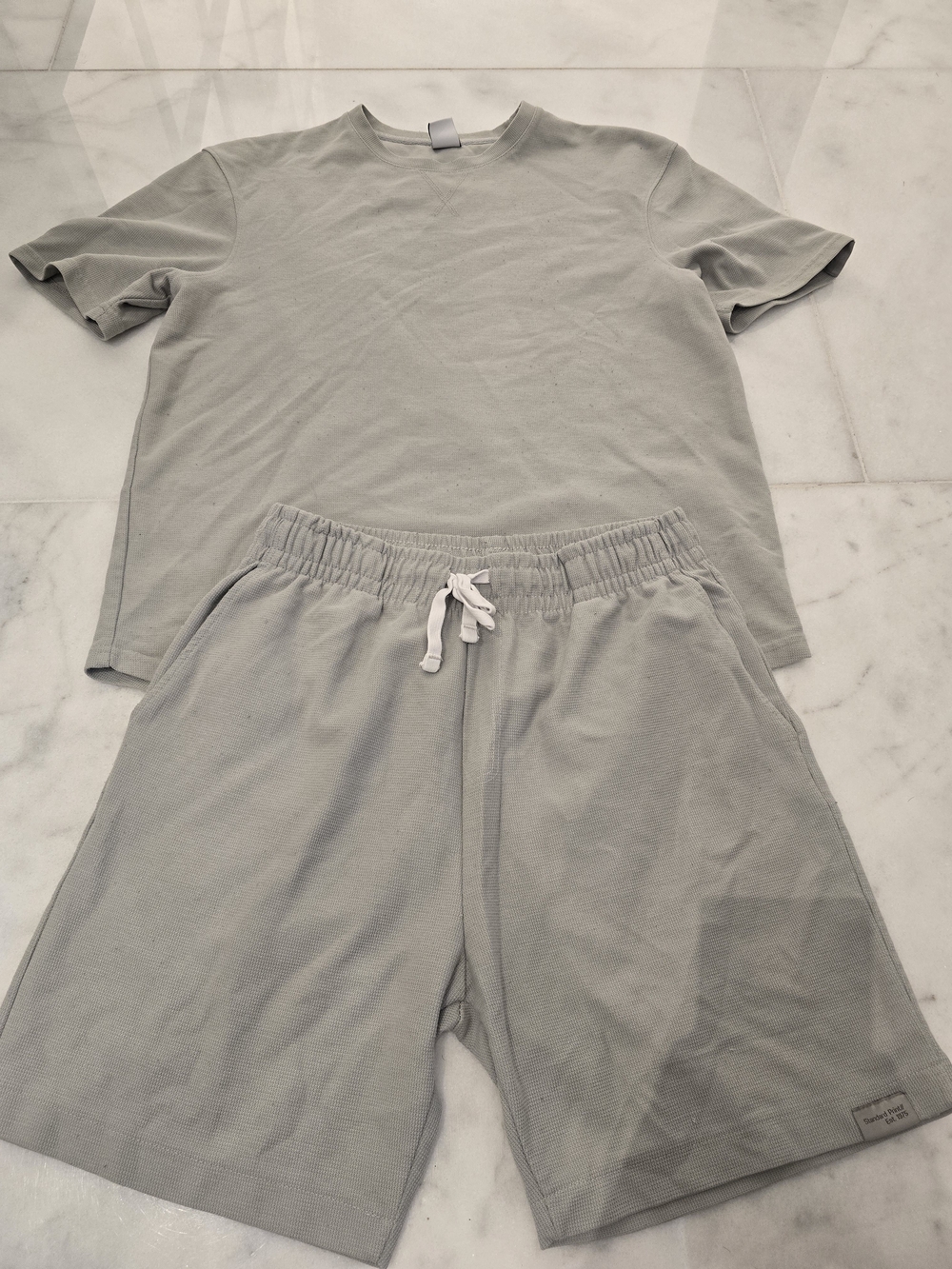 Zara Light Gray Mens  Set - Short Sleeve Top & Drawstring Shorts